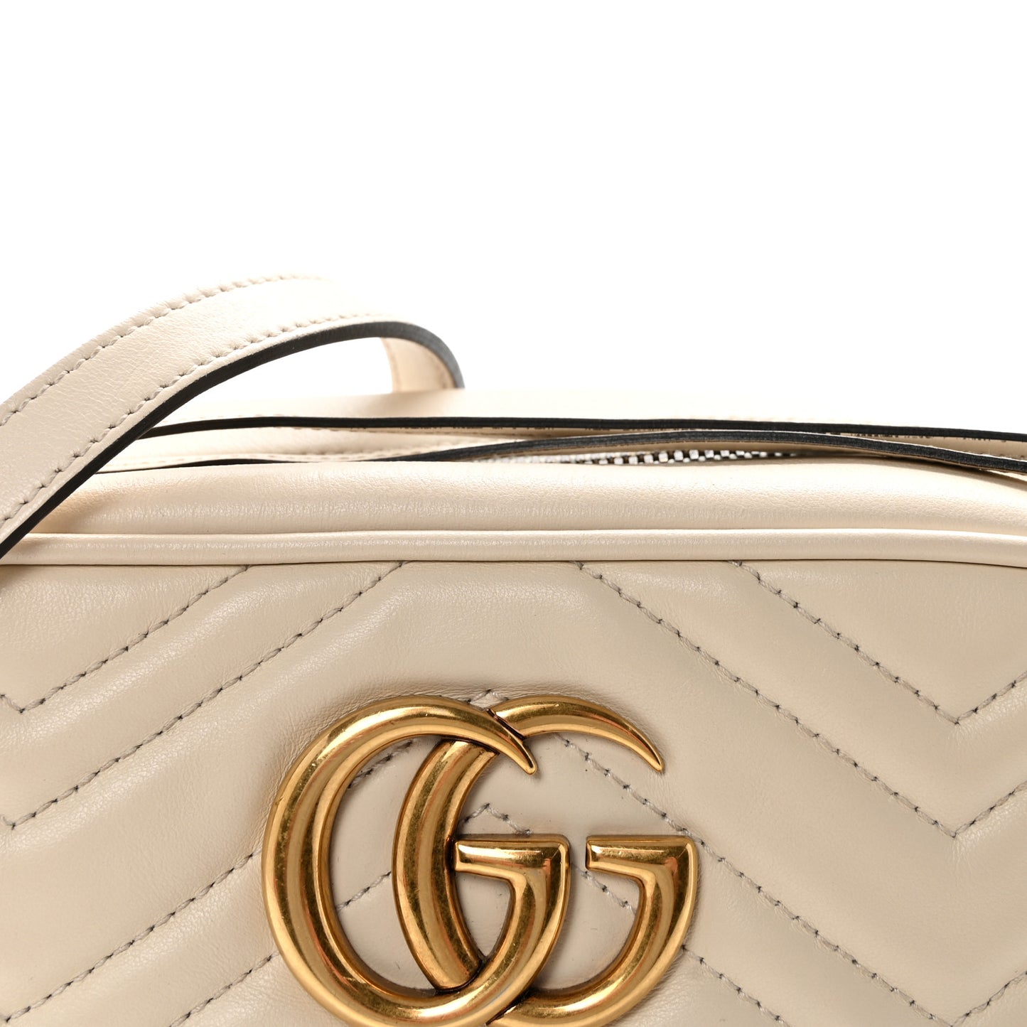 Calfskin Matelasse Small GG Marmont Chain Shoulder Bag White