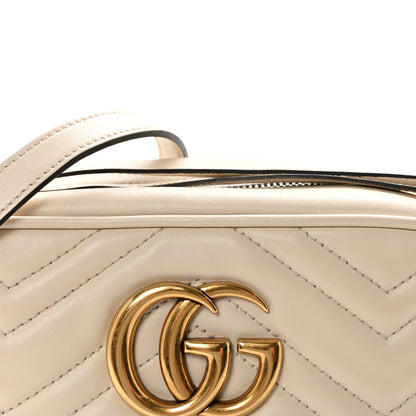 Gucci Calfskin Matelasse Small GG Marmont Chain Shoulder Bag White 8 of 10