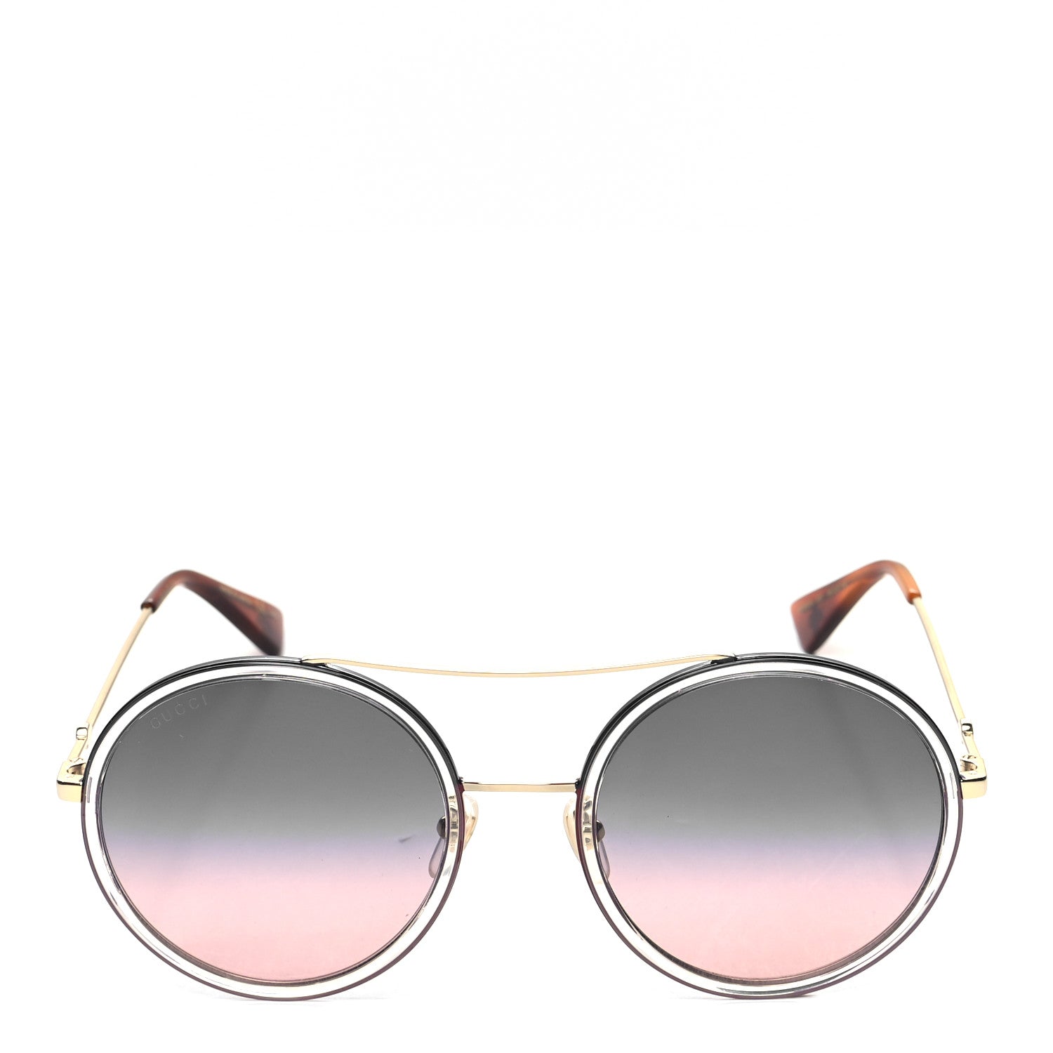 Gucci Round Frame Sunglasses GG0061S Gold Blue 2 of 7