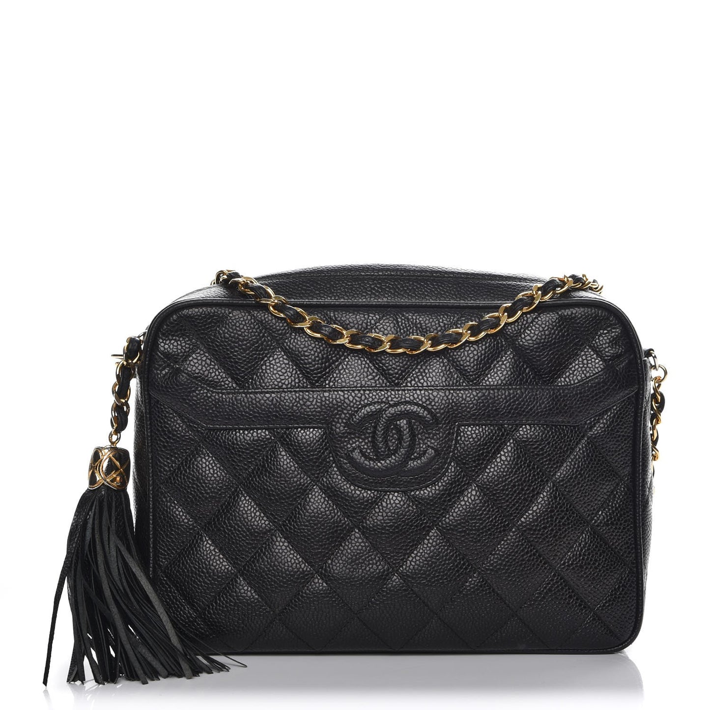 Caviar Quilted Camera Case Black