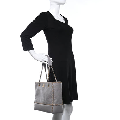 Chanel Calfskin Quilted Chain Lines Shopping Tote Grey 2 of 9