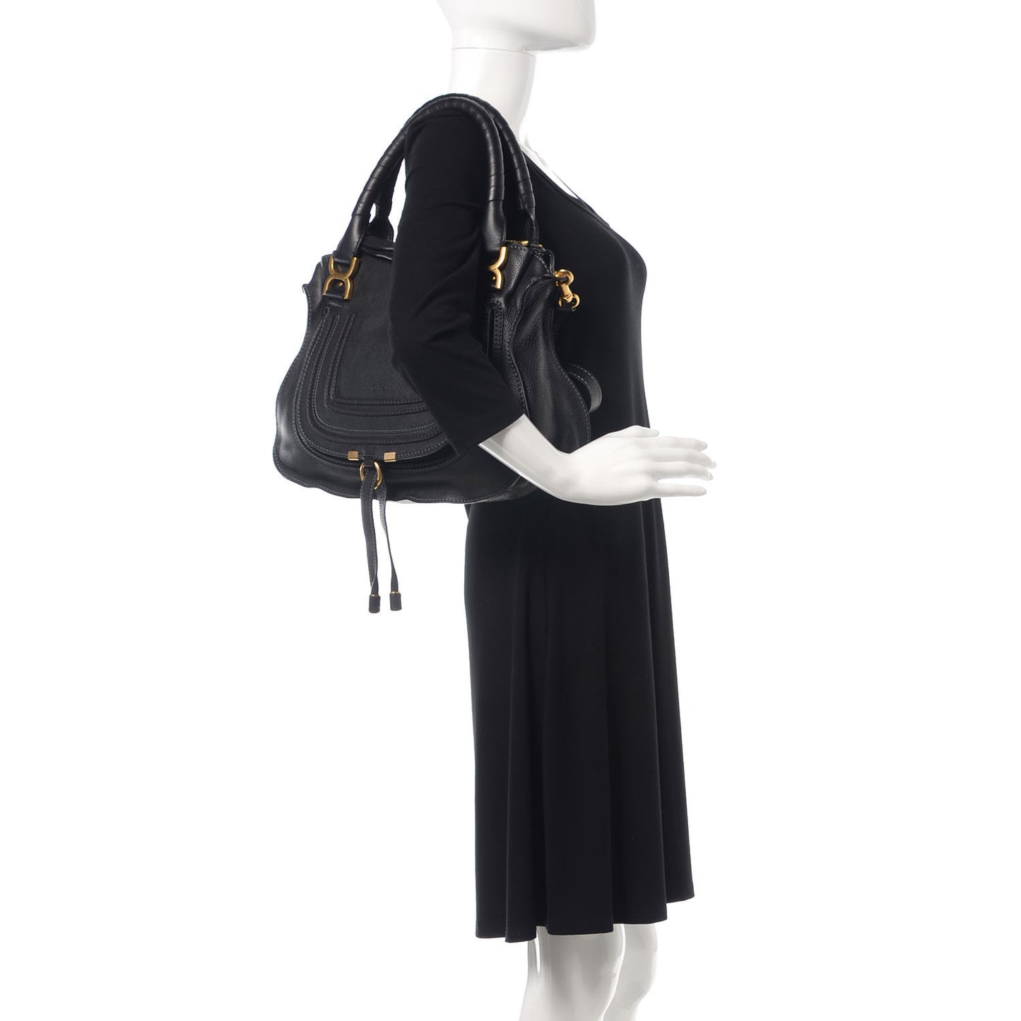 Calfskin Medium Marcie Satchel Black
