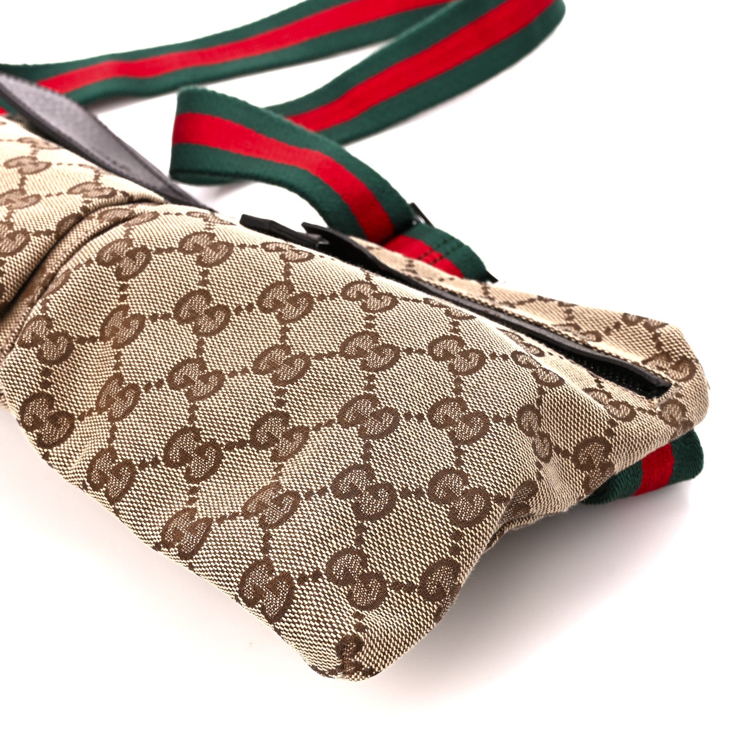 Gucci GG Monogram Web Double Pocket Belt Bag Dark Brown 14 of 15