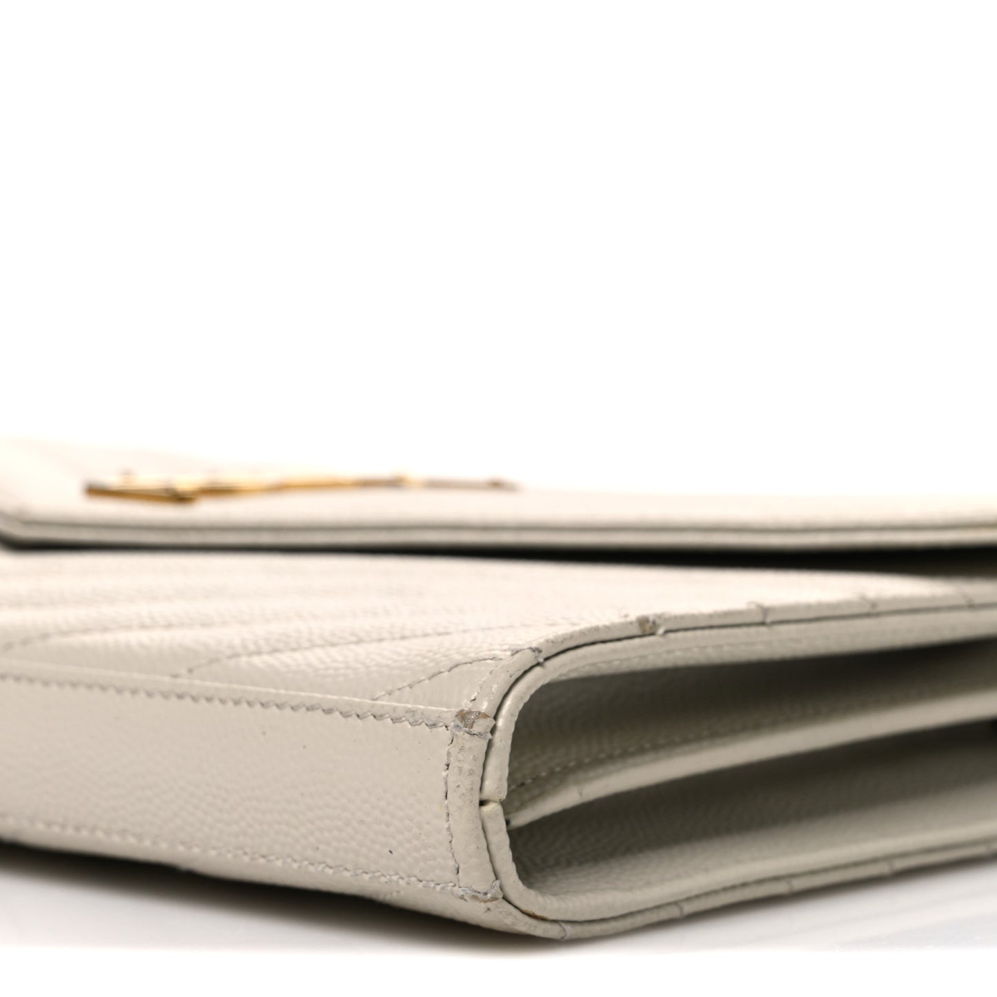 Grain De Poudre Matelasse Chevron Monogram Chain Wallet Blanc Vintage