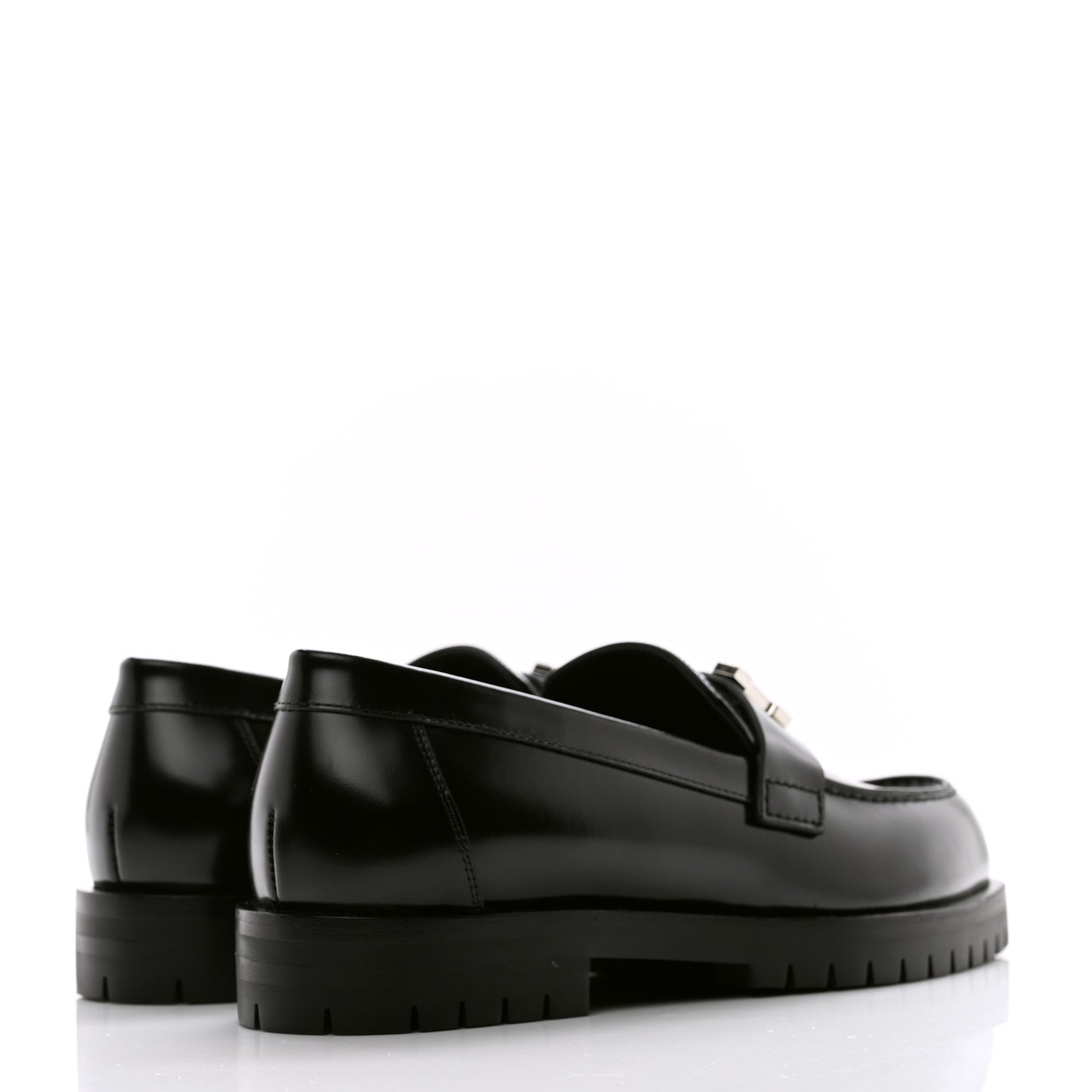 Glazed Calfskin Womens Faubourg Loafers 35 Black