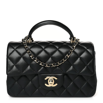 Chanel Lambskin Quilted Mini Top Handle Rectangular Flap Black 1 of 10