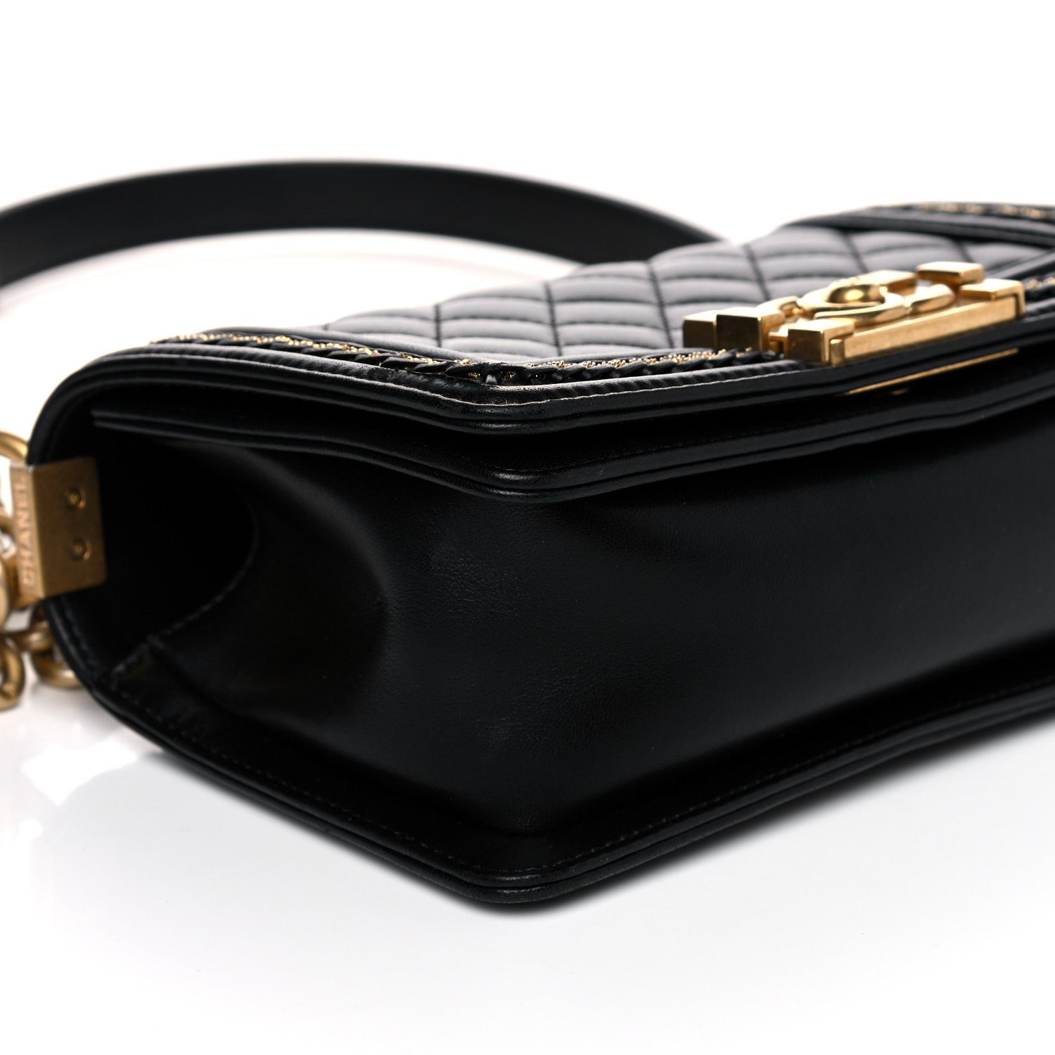 Chanel Lambskin Quilted Small Chain Detail Boy Flap Black 8 of 16