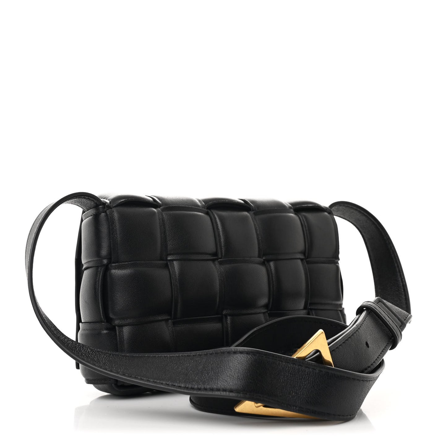 Nappa Maxi Intreccio Small Padded Cassette Crossbody Bag Black
