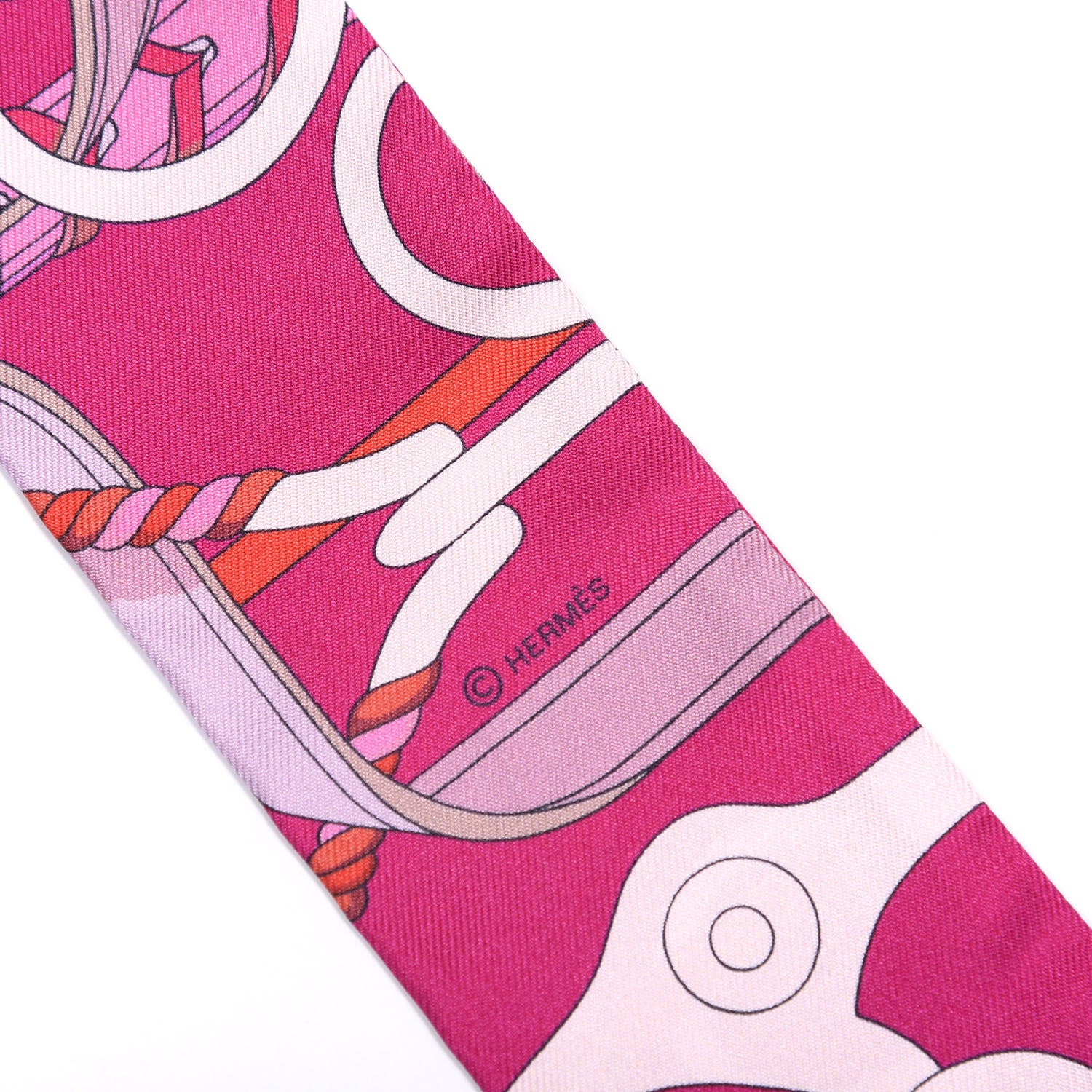 Hermes Silk Panoplie Equestre Twilly Fuchsia Rose Rouge 6 of 8