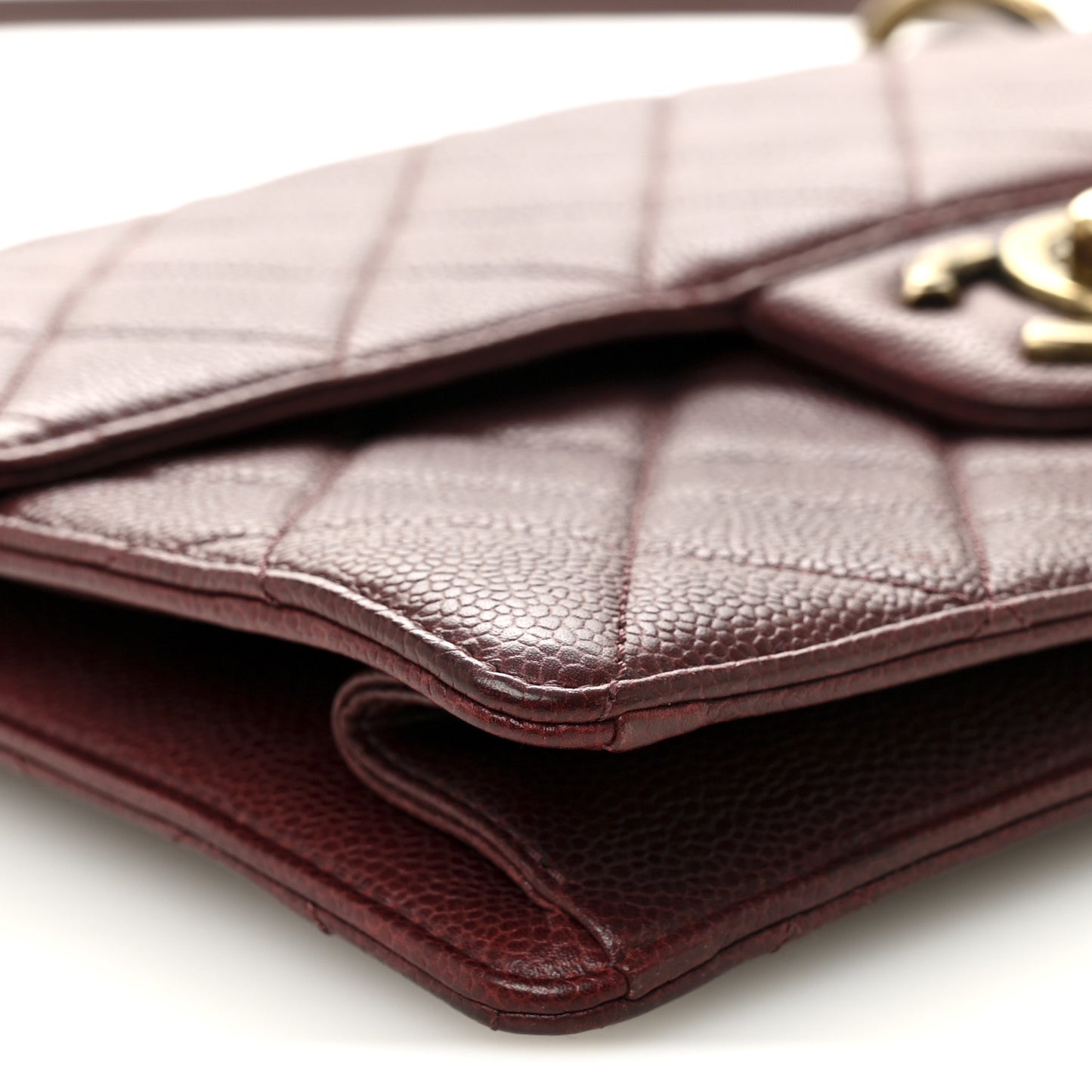 Caviar Quilted Large Retro Class Flap Burgundy