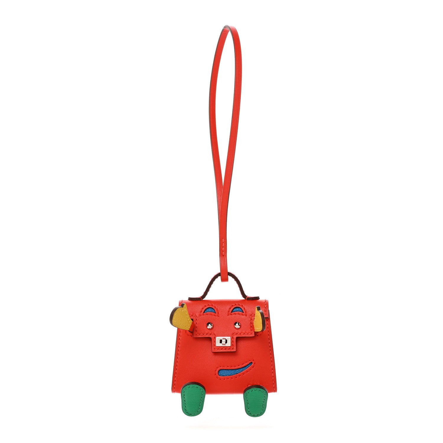 Hermes Tadelakt Chevre Mysore Kelly Quelle Idole Bag Charm Capucine Jaune De Naples Vert Vertigo Zanzibar 1 of 7