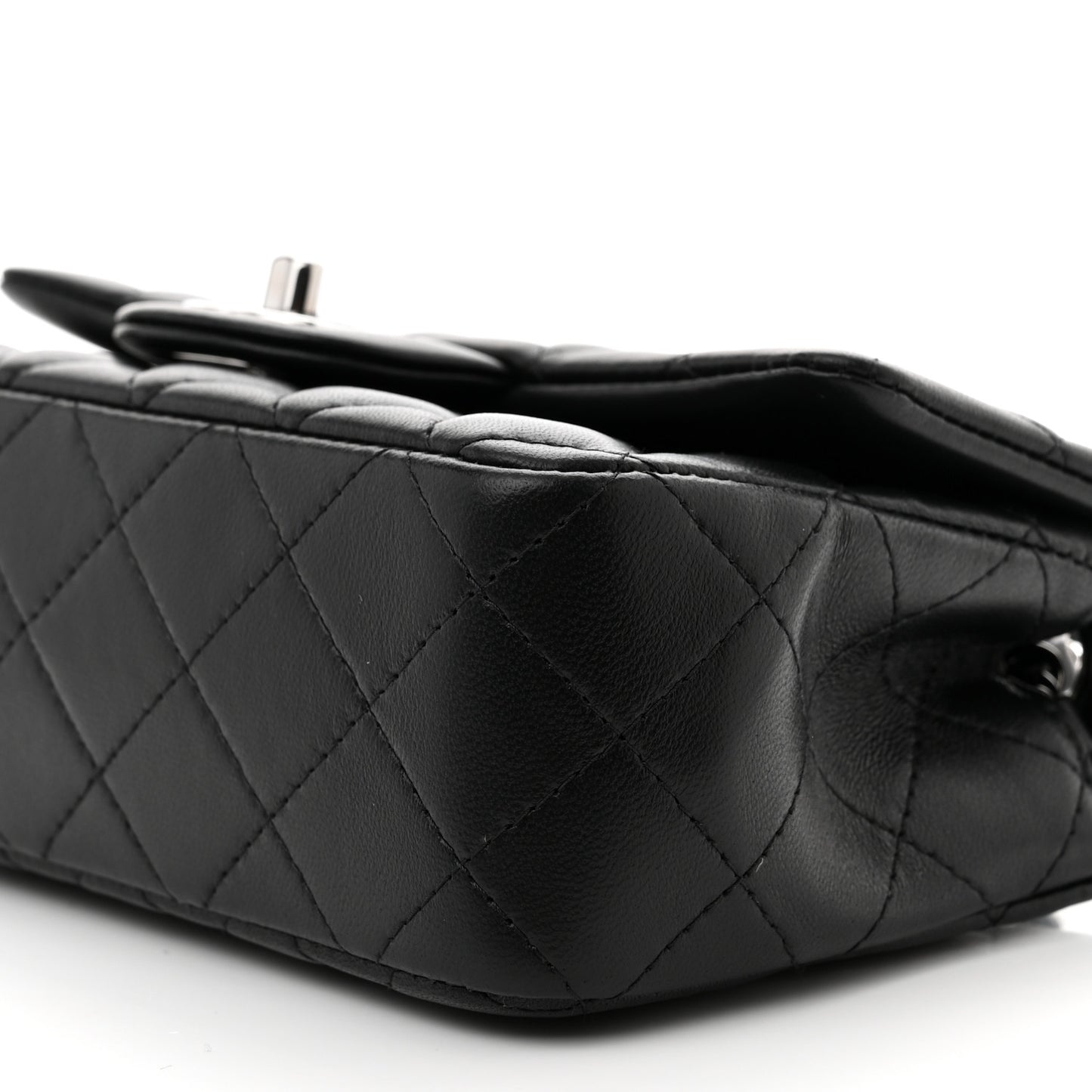 Lambskin Quilted Mini Rectangular Flap Black