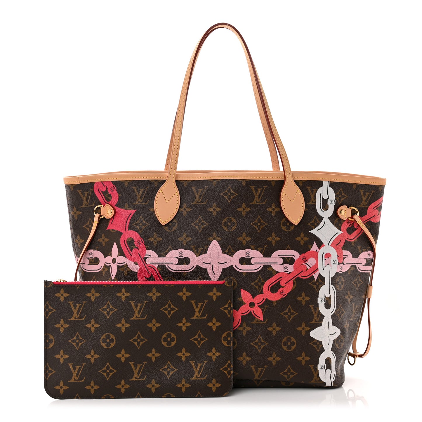 Monogram Bay Neverfull MM Rose Ballerine Poppy