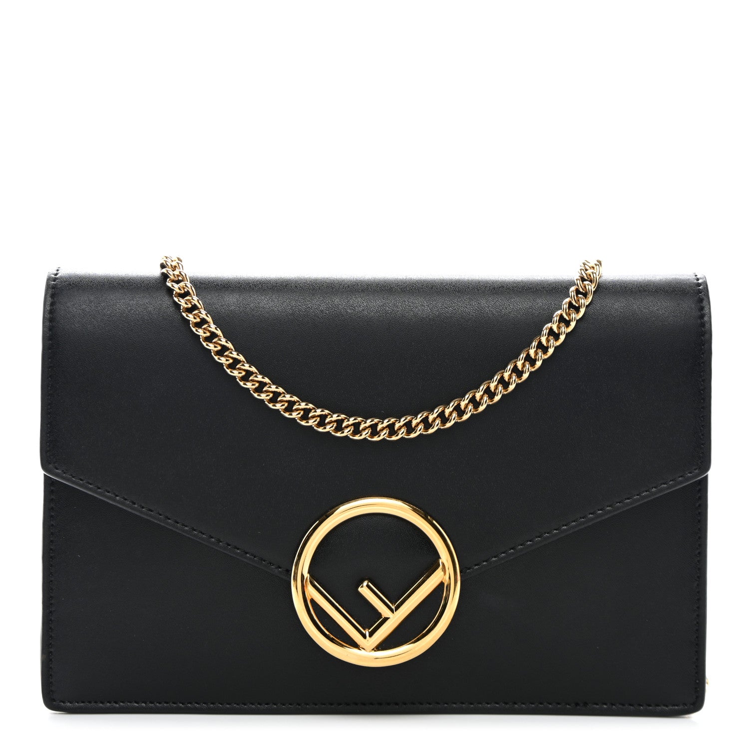 Fendi Vitello Cruise F is Fendi Medium Envelope Wallet on Chain Black 1 of 13