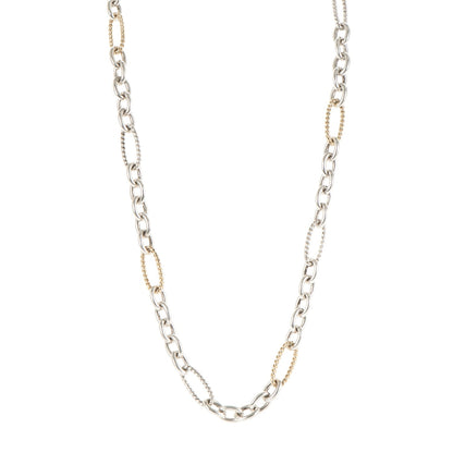 David Yurman Sterling Silver 18K Gold Figaro Chain Long Necklace 1 of 3