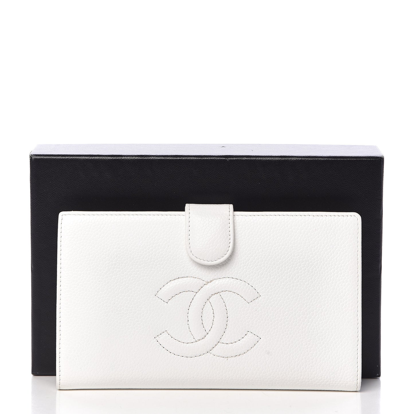 Caviar Timeless CC French Wallet White