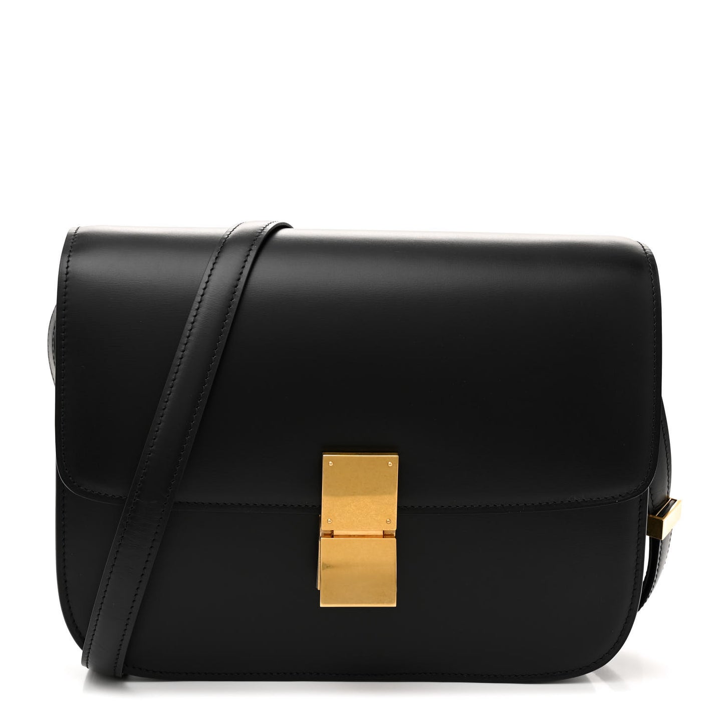Box Calfskin Medium Classic Box Flap Bag Black