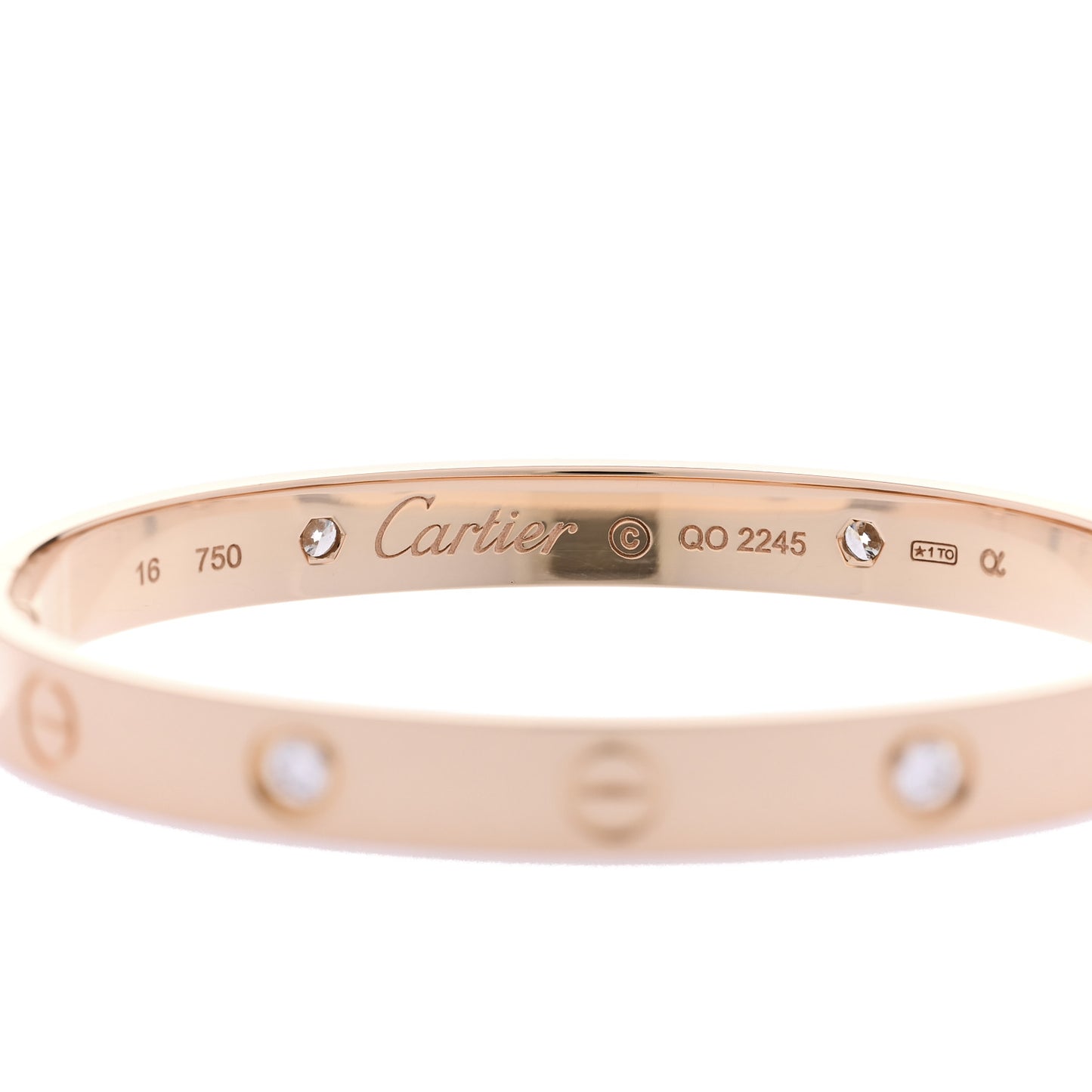 18K Pink Gold 4 Diamond LOVE Bracelet 16