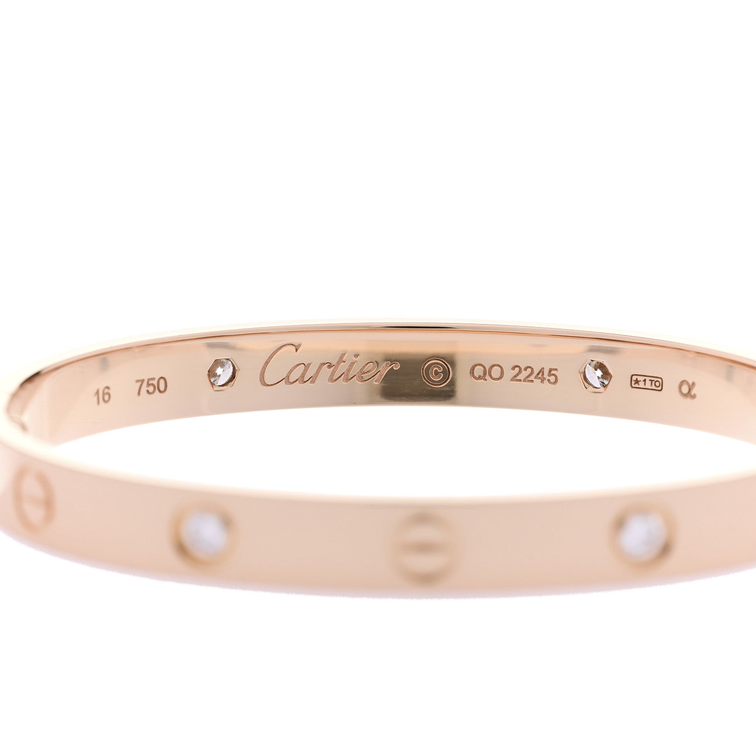 Cartier 18K Pink Gold 4 Diamond LOVE Bracelet 16 7 of 8