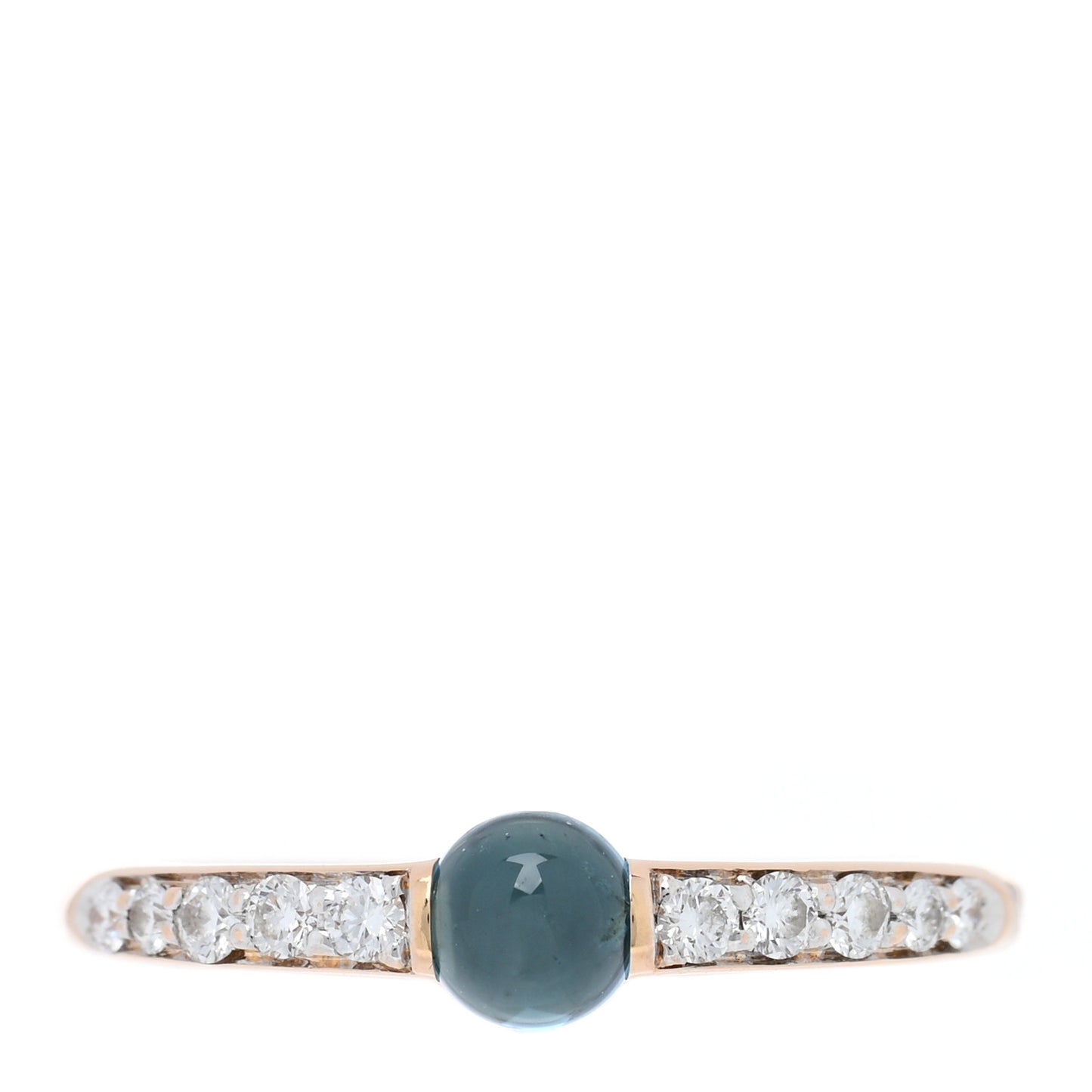 18K Yellow Gold Blue Topaz Diamond M'Ama Non M'Ama Ring 51 5.75