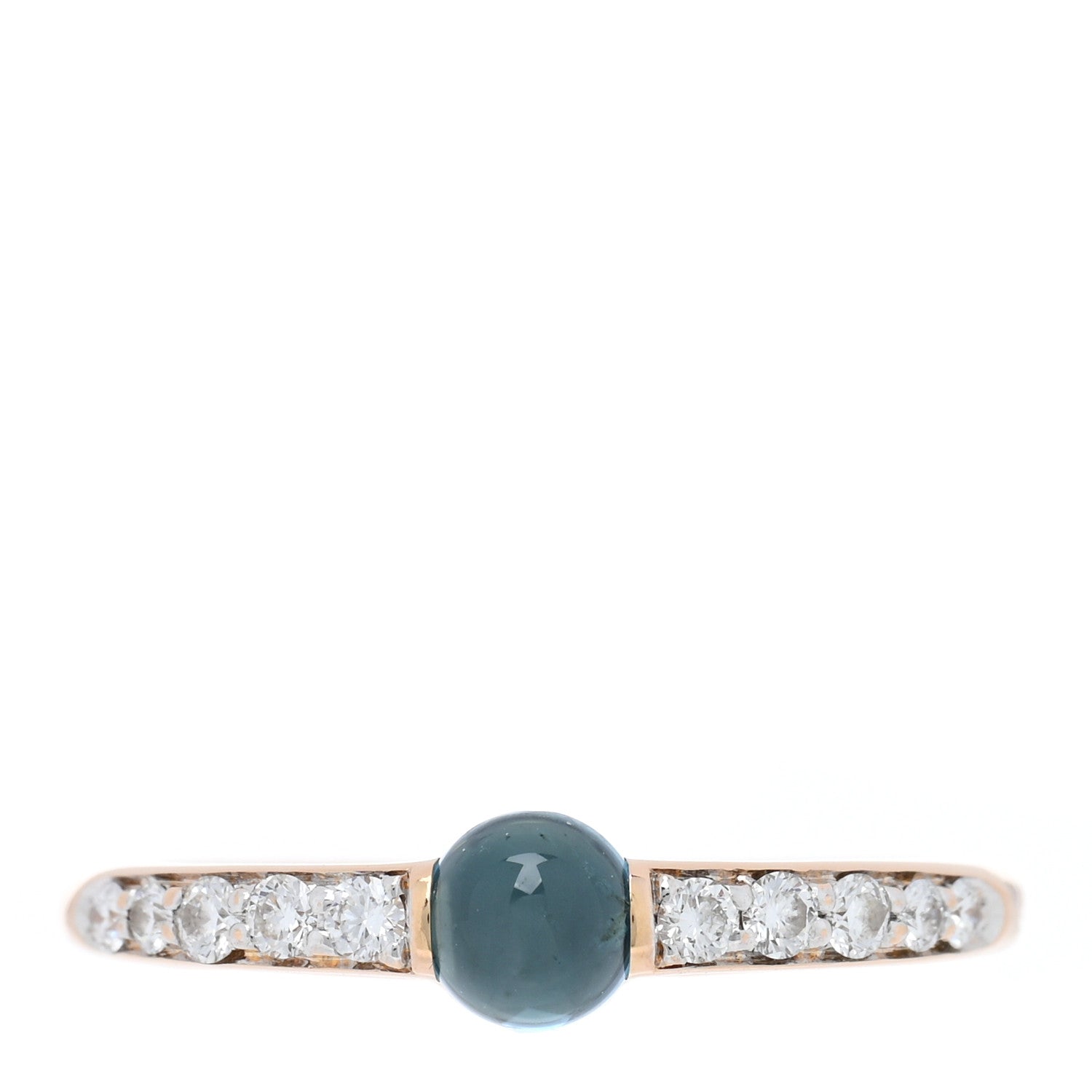 Pomellato 18K Yellow Gold Blue Topaz Diamond M'Ama Non M'Ama Ring 51 5.75 1 of 6