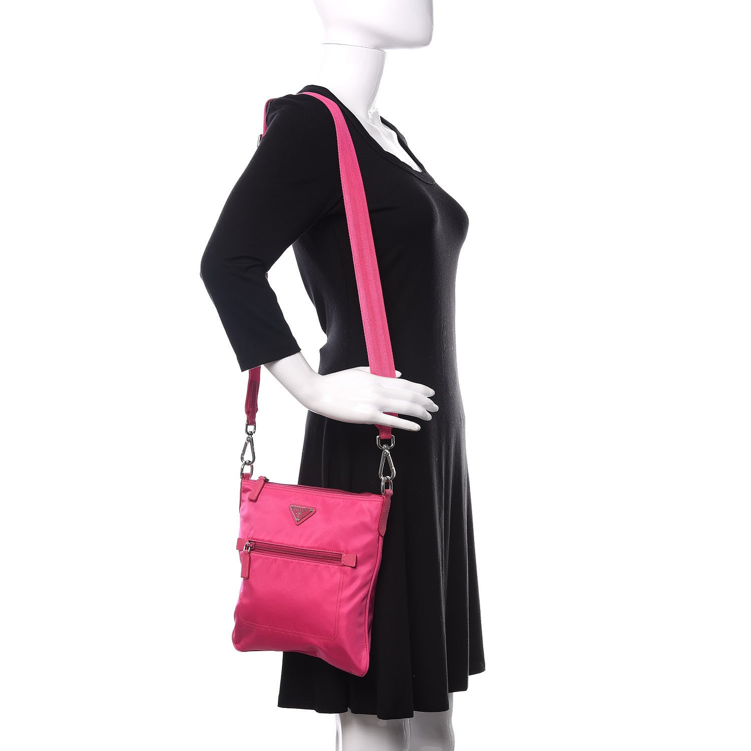 Prada Nylon Vela Flat Messenger Bag Fuxia 2 of 10