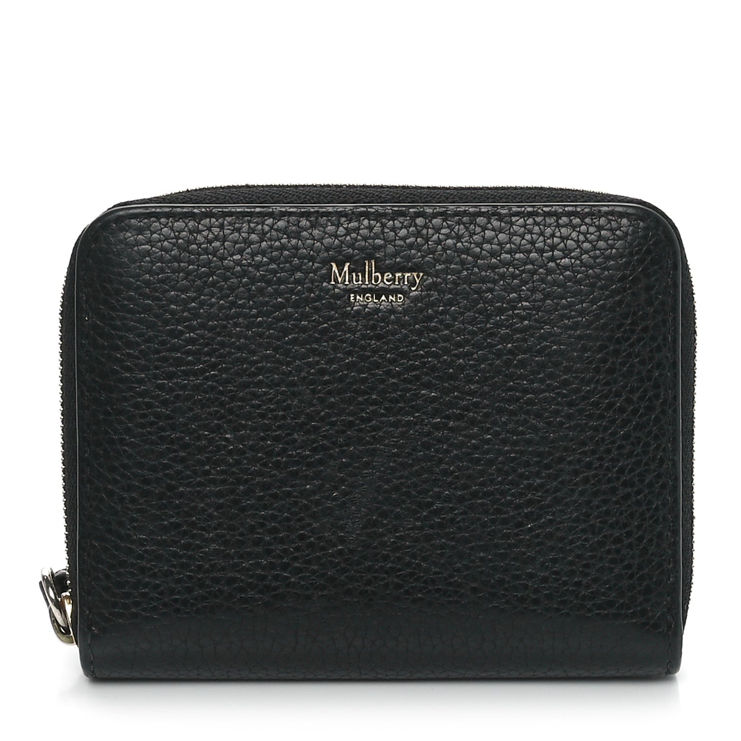 Small Classic Grain Zip Around Purse Black