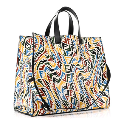 Fendi X SARAH COLEMAN Vitello Grace Light FF Vertigo Shopping Tote White Ice Multicolor 3 of 10