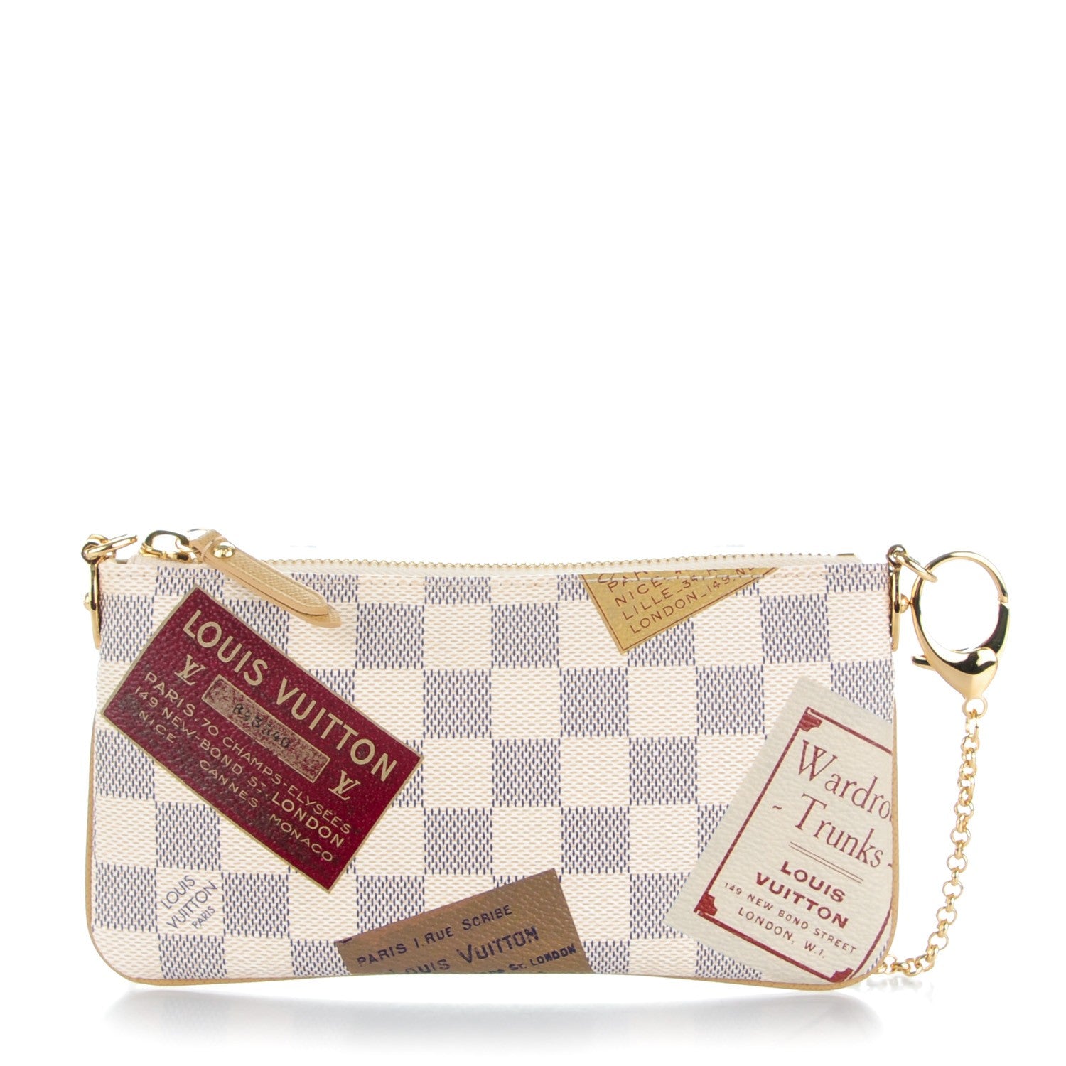 Louis Vuitton Damier Azur Trunks Labels Pochette Milla MM 1 of 7