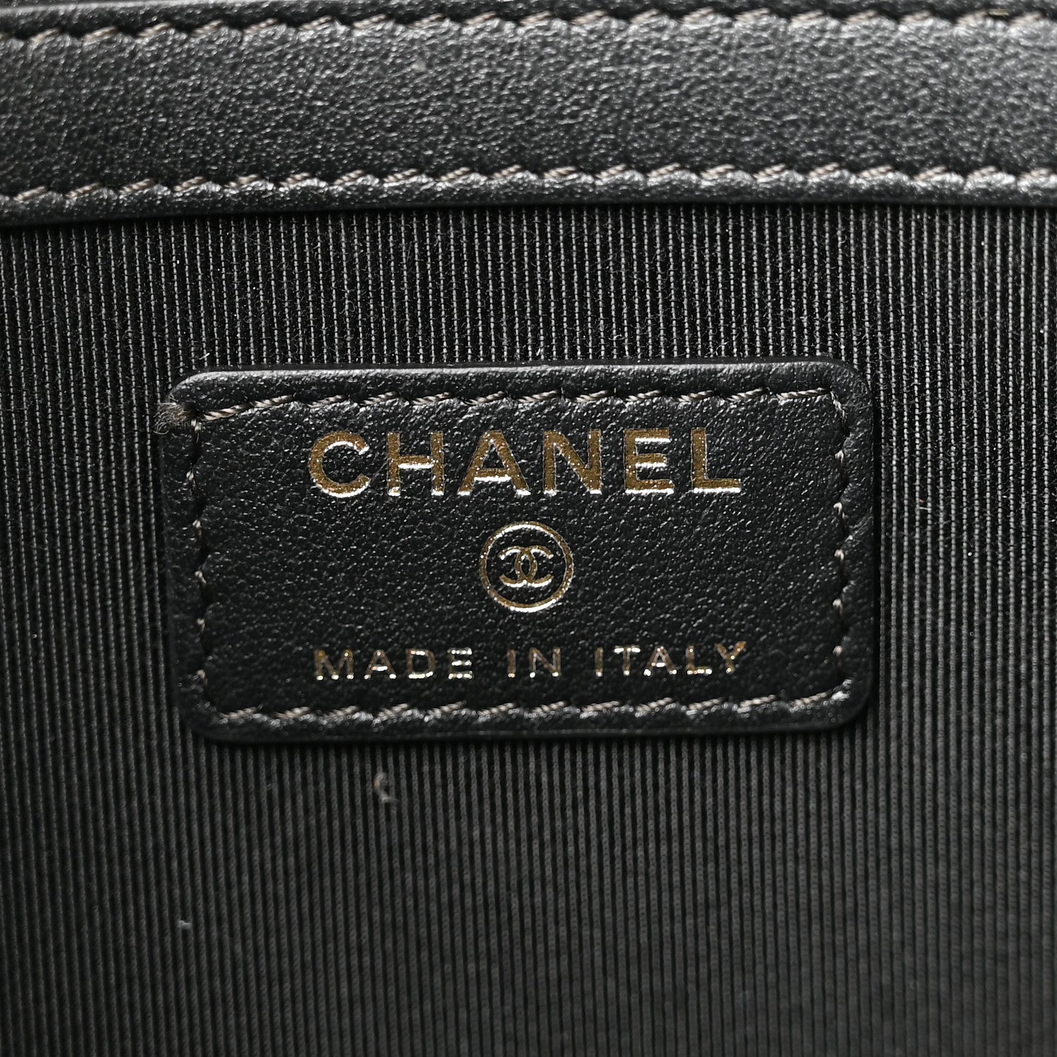 Chanel Calfskin Camellia Embossed Quilted Medium Cosmetic Case Black 6 of 8