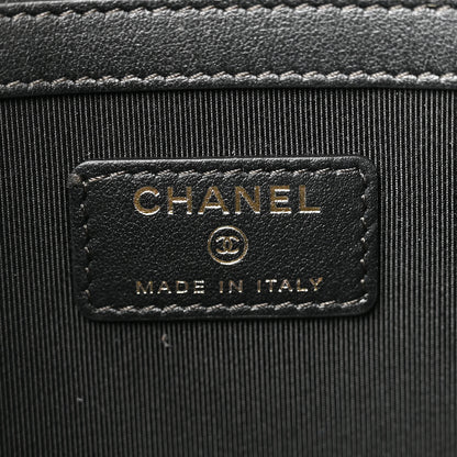 Chanel Calfskin Camellia Embossed Quilted Medium Cosmetic Case Black 6 of 8