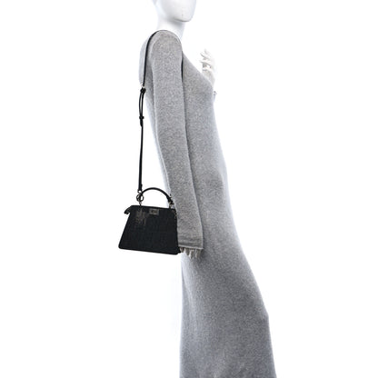 Fendi Crystal Shiny Nappa FF Petite Peekaboo I SEE U Satchel Black 2 of 10
