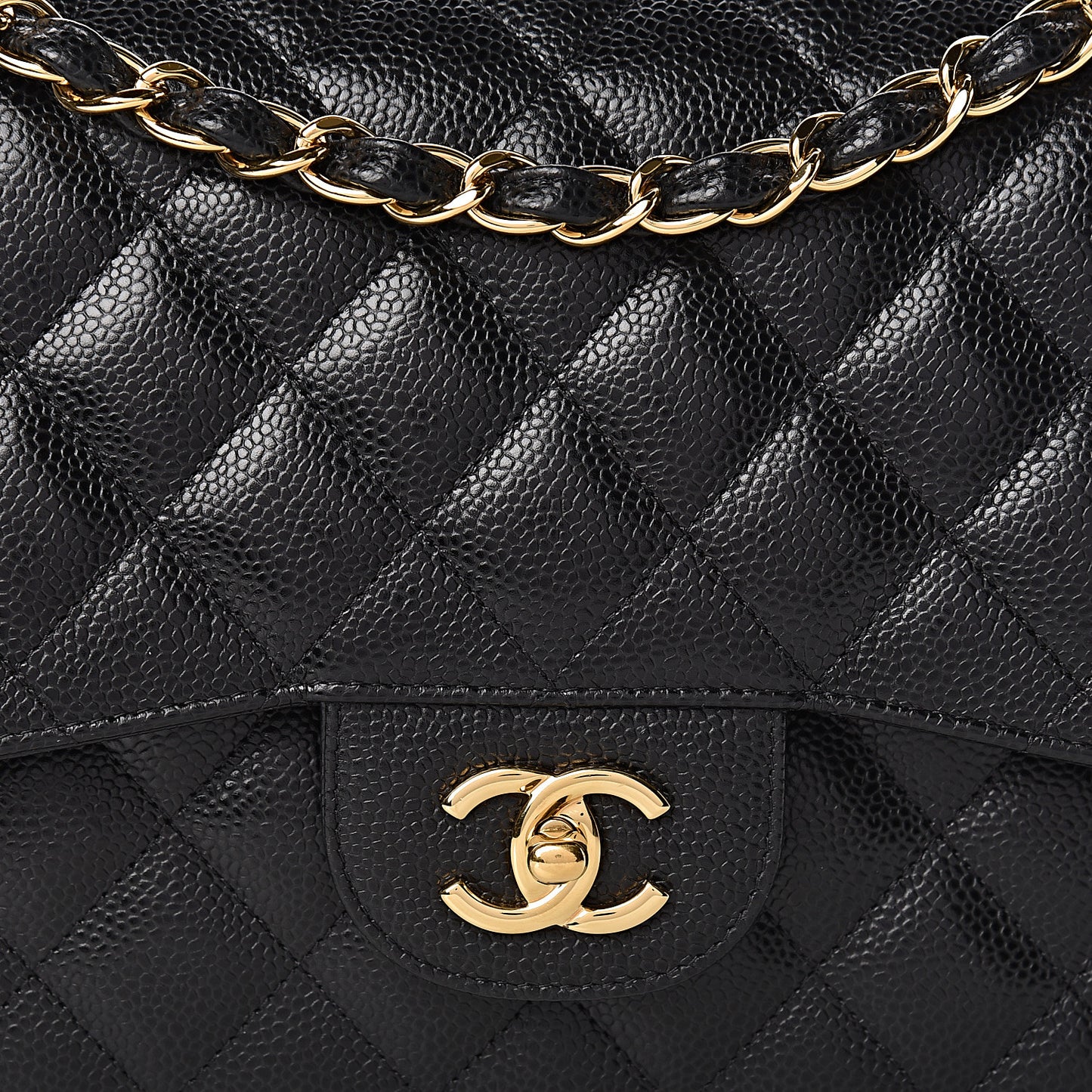 Caviar Quilted Jumbo Double Flap Black
