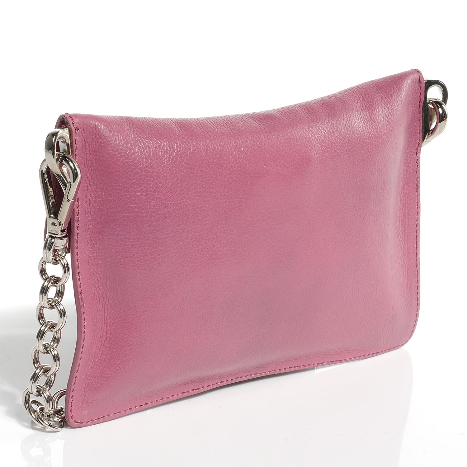 Prada Leather Detachable Chain Clutch Pink 3 of 7