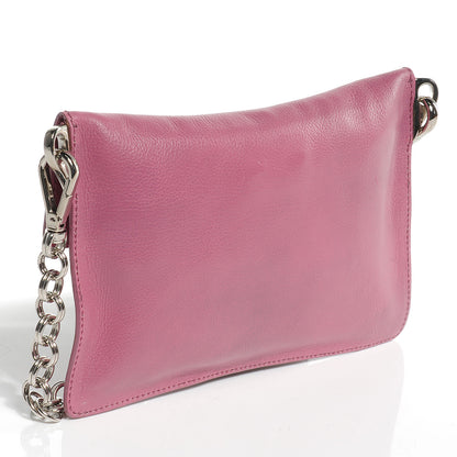 Prada Leather Detachable Chain Clutch Pink 3 of 7