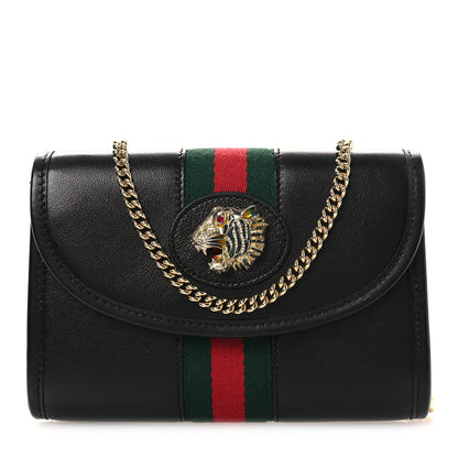 Gucci Textured Calfskin Web Mini Rajah Slim Flap Shoulder Bag Black 1 of 11