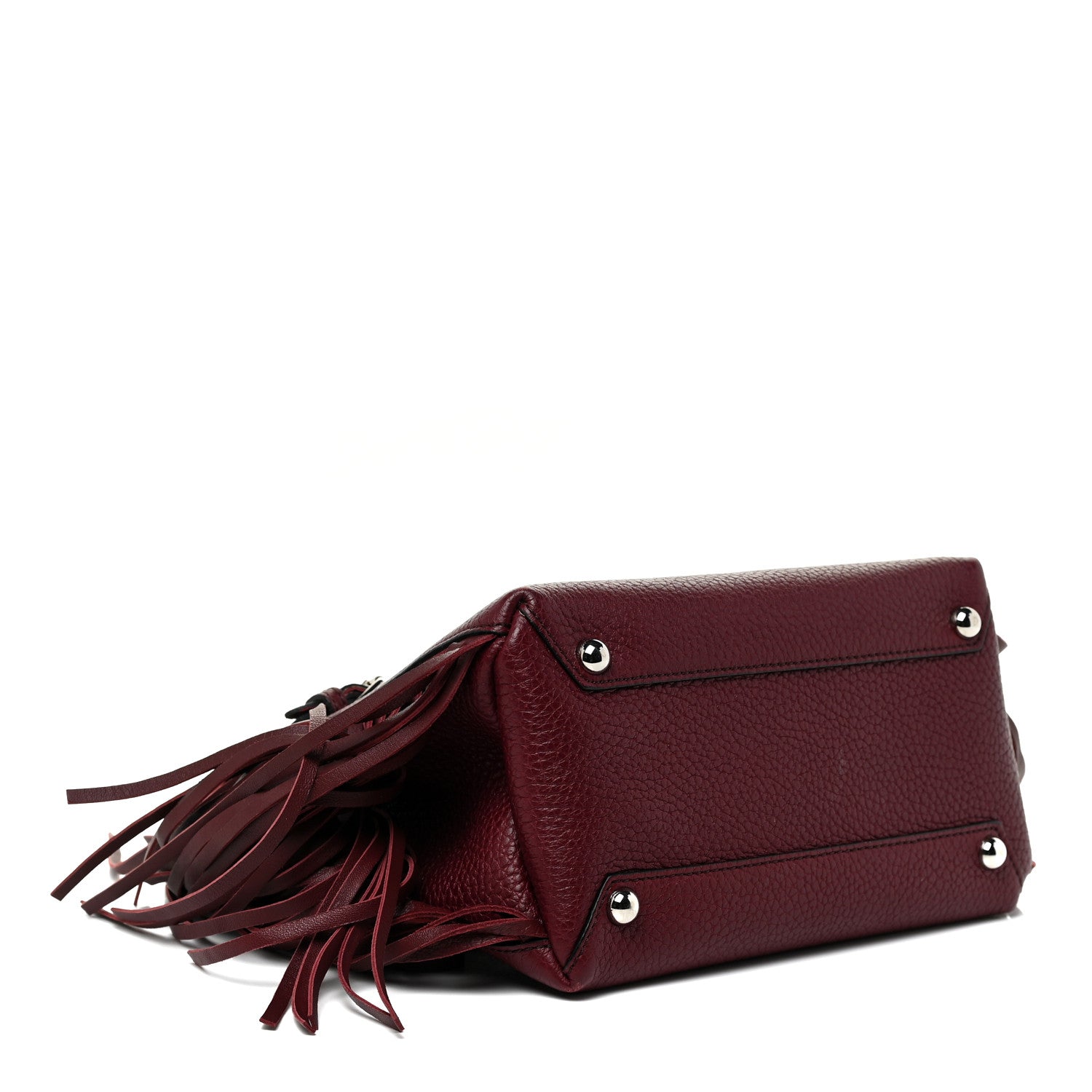 Burberry Grainy Calfskin Studded Fringe Baby Banner Tote Damson Magenta 4 of 15