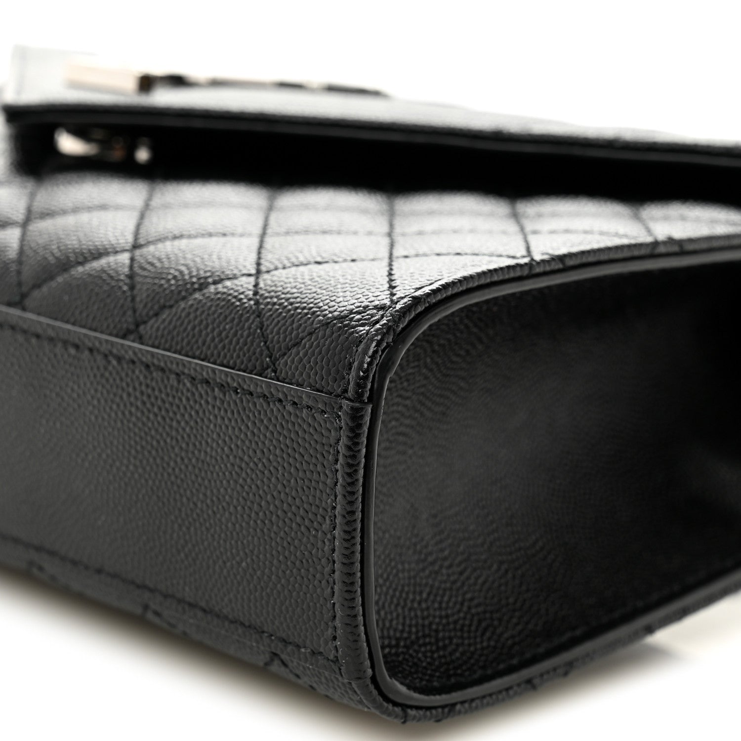 Saint Laurent Grain De Poudre Textured Mixed Matelasse Triquilt Medium Monogram Satchel Black 9 of 9