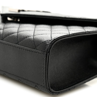 Saint Laurent Grain De Poudre Textured Mixed Matelasse Triquilt Medium Monogram Satchel Black 9 of 9