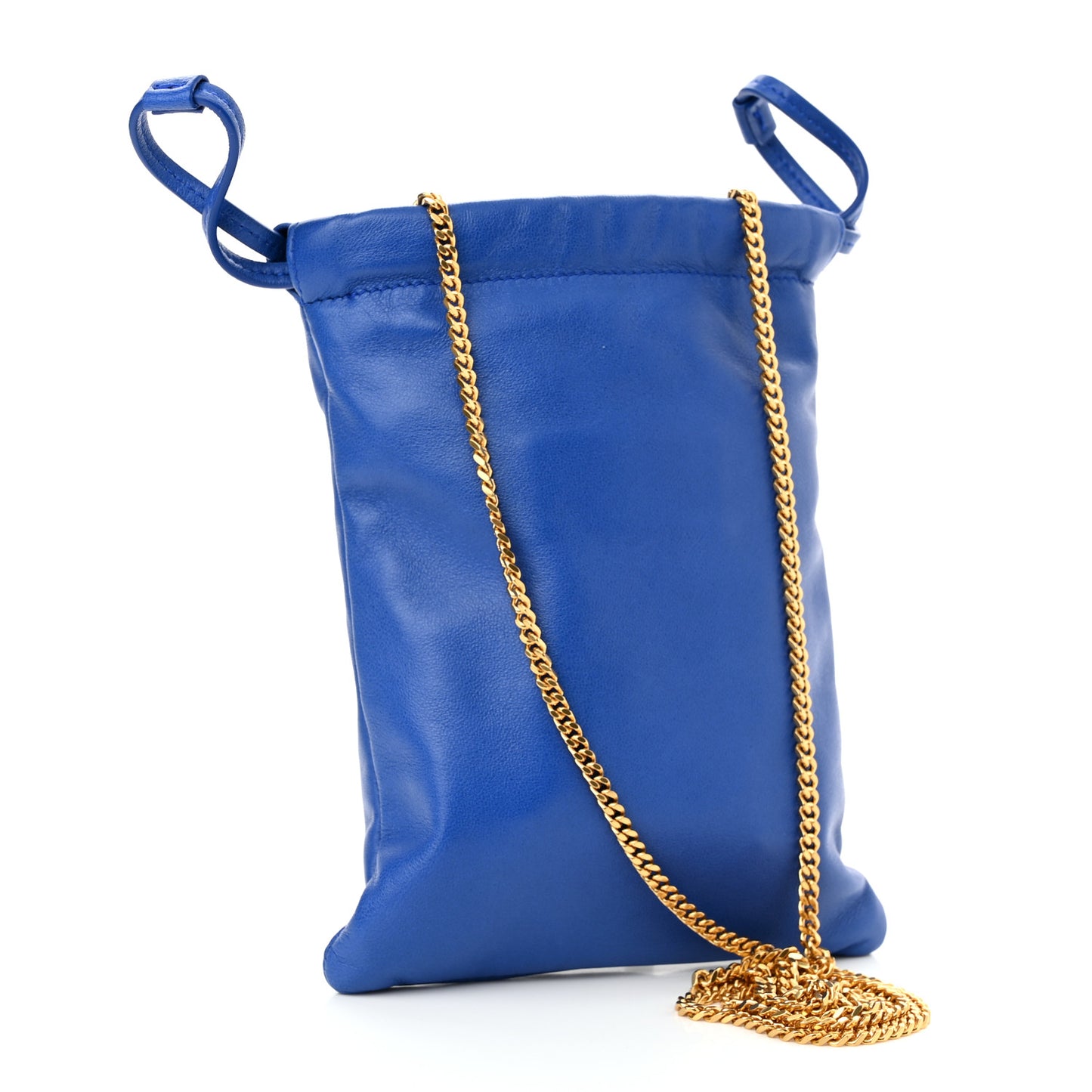 Lambskin Paris Drawstring Pouch Bleu Majorelle