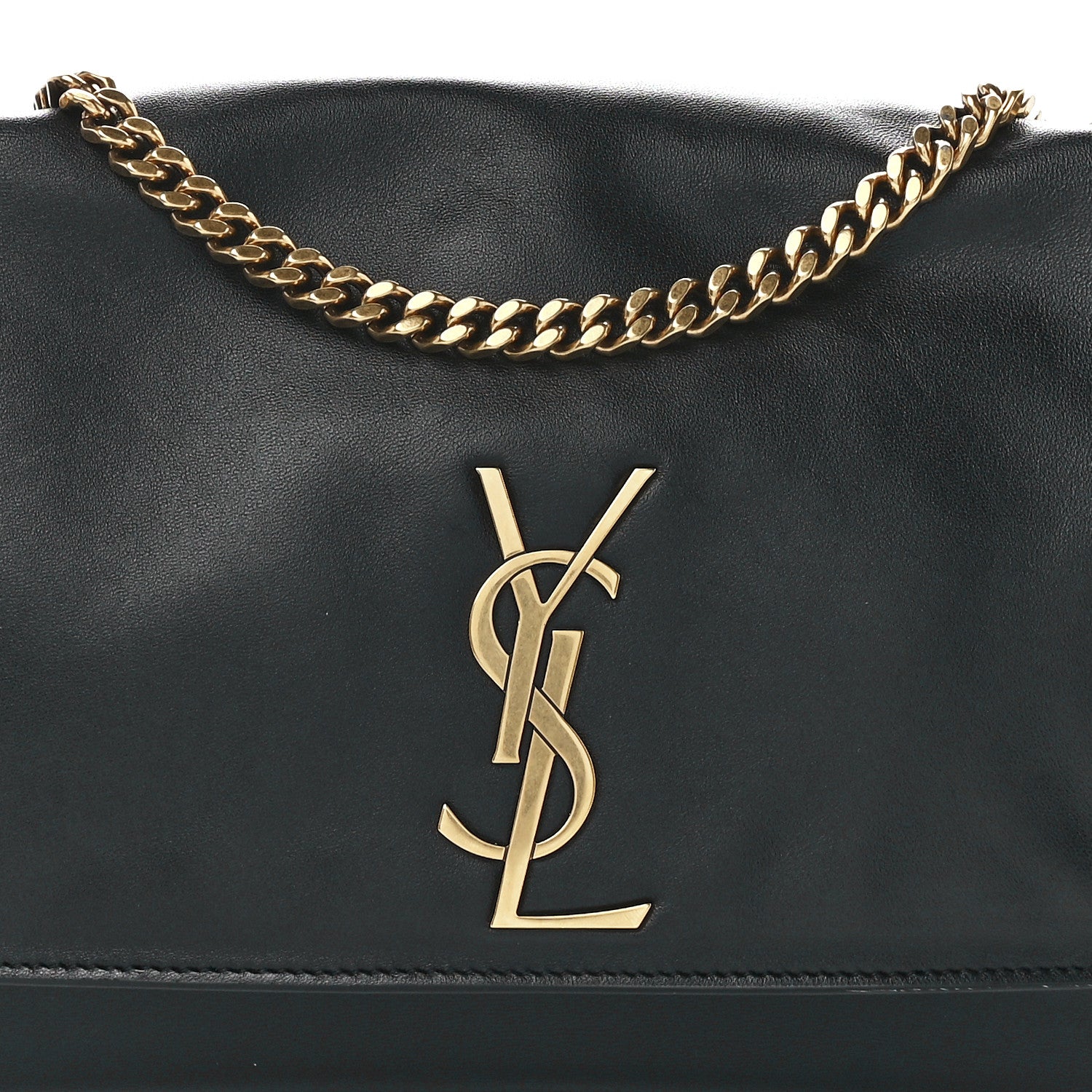 Saint Laurent Smooth Calfskin Suede Medium Reversible Monogram Kate Satchel Black 13 of 20