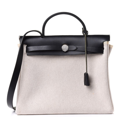 Hermes Toile Vache Herbag 30 PM Black 1 of 9