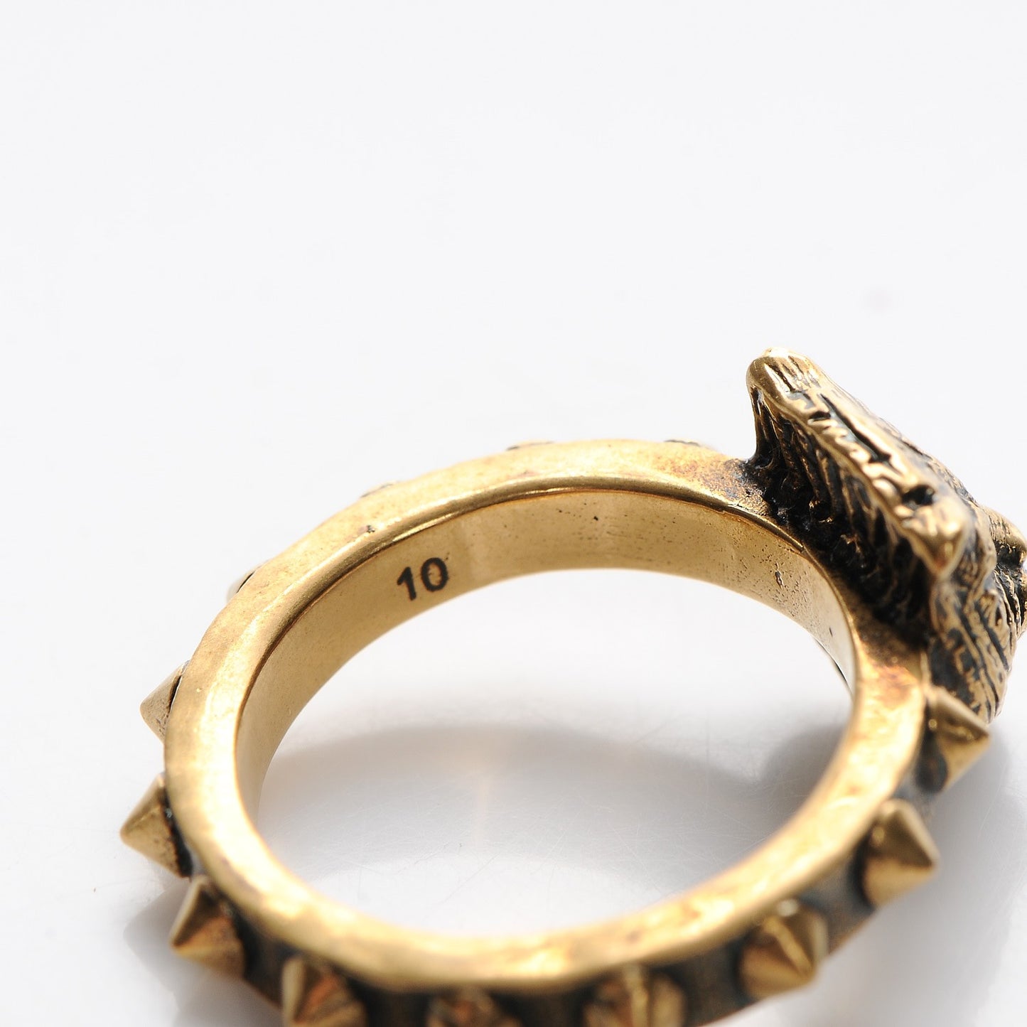Metal Feline Head Ring 62 10 Aged Gold