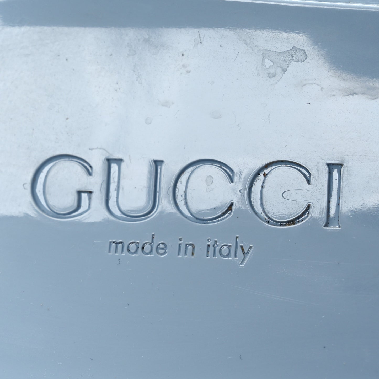 Rubber Gucci Logo Womens Platform 20/60mm Slide Sandals 38 Porcelain Light Blue