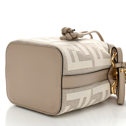 Fendi Canvas Nappa F is Fendi FF Embroidered Mini Mon Tresor Bucket Bag Grezzo White Nuvola 10 of 10