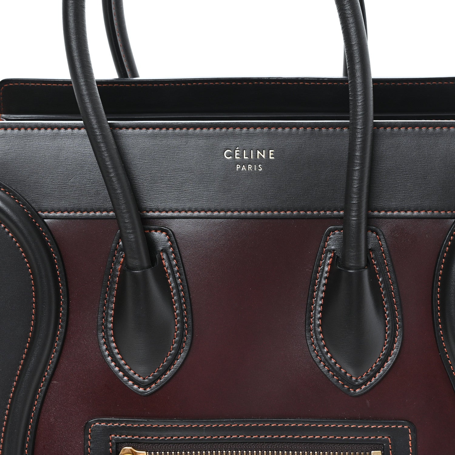 Celine Smooth Calfskin Micro Bi-Color Luggage Burgundy Wine 7 of 9