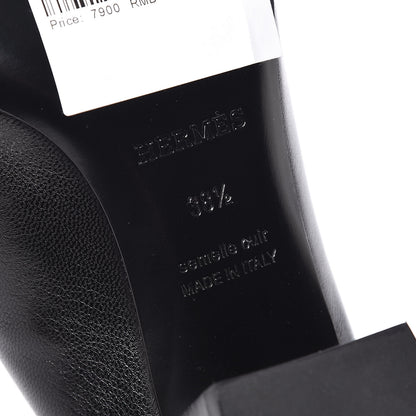 Hermes Goatskin Paradis Mules 38.5 Black 6 of 11