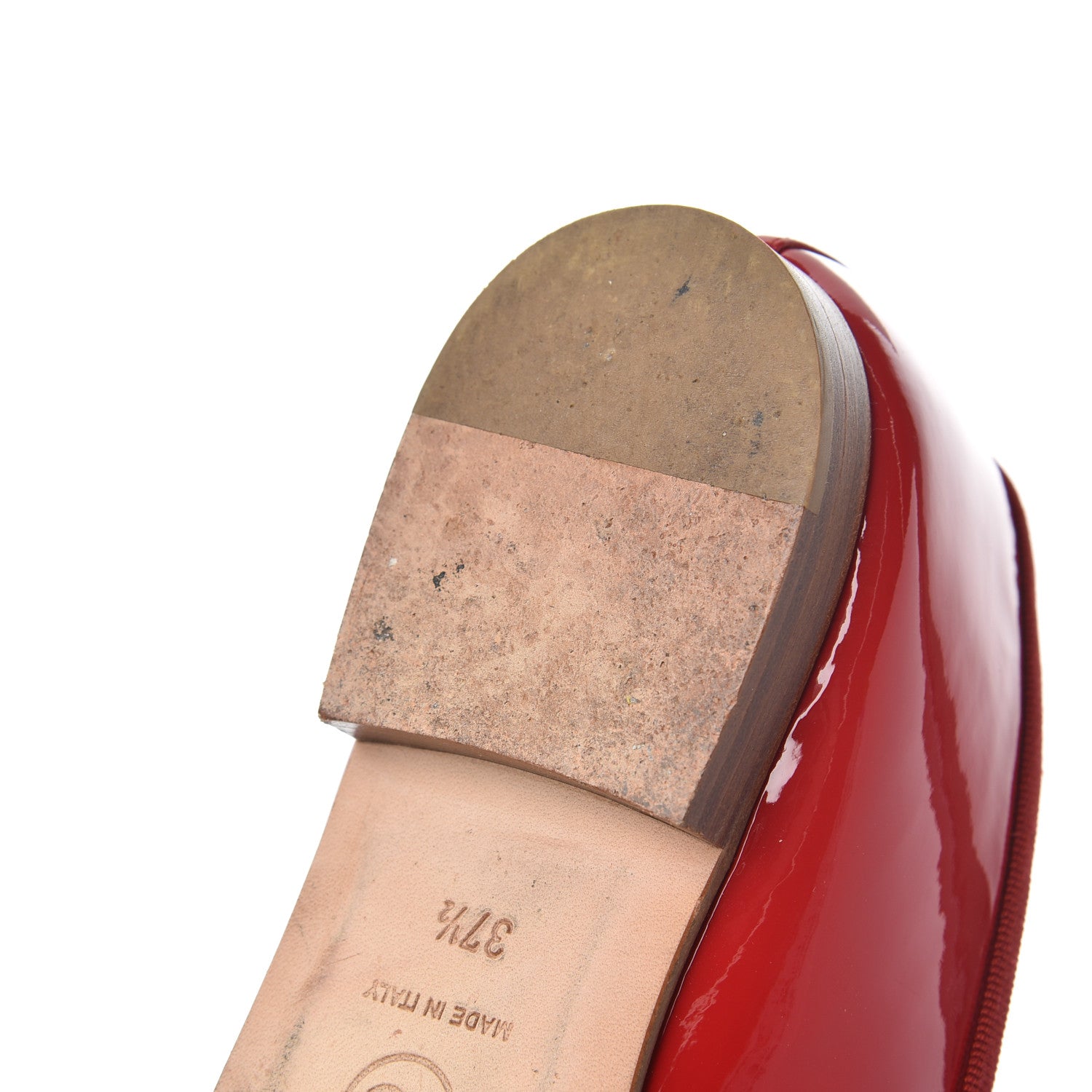 Chanel Patent CC Cap Toe Ballerina Flats 37.5 Red 15 of 17