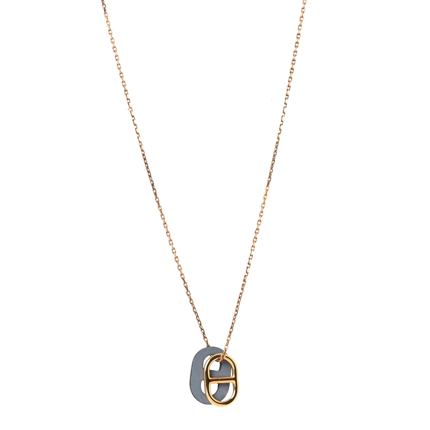 Hermes Swift O'Maillon Pendant Necklace Bleu Lin 1 of 6
