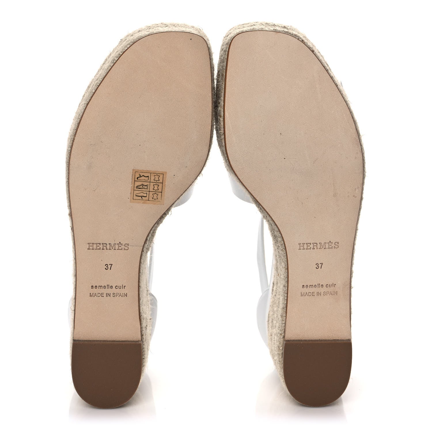 Hermes Goatskin Elda Espadrille Wedge Sandals 37 White 5 of 9